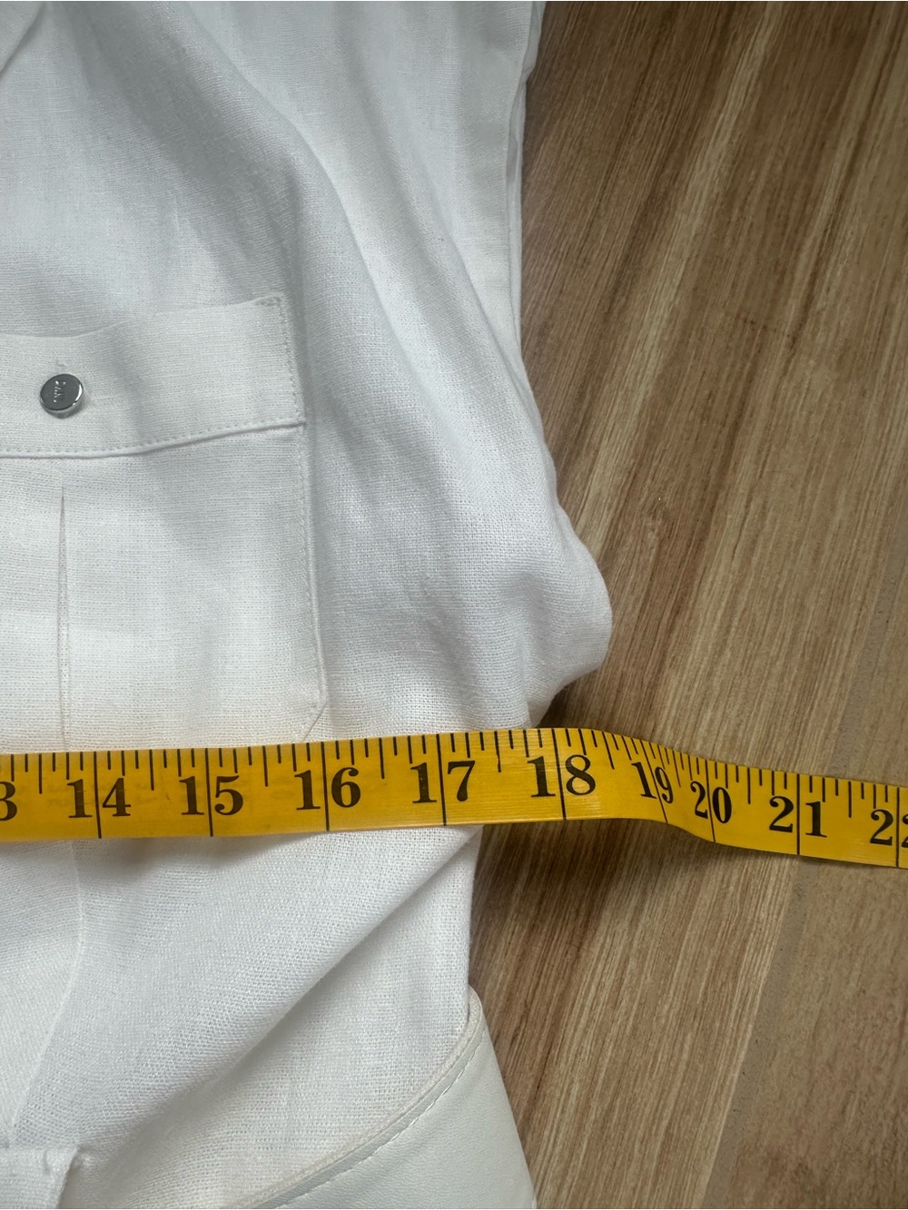 DKNY notched collar white short-sleeve shirt dress belted with chest pockets 10 - Picture 9 of 9